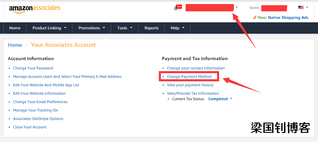 amazon affiliate 修改付款方式