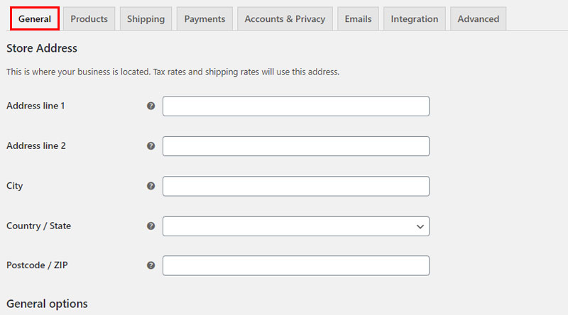 一般 WooCommerce 设置