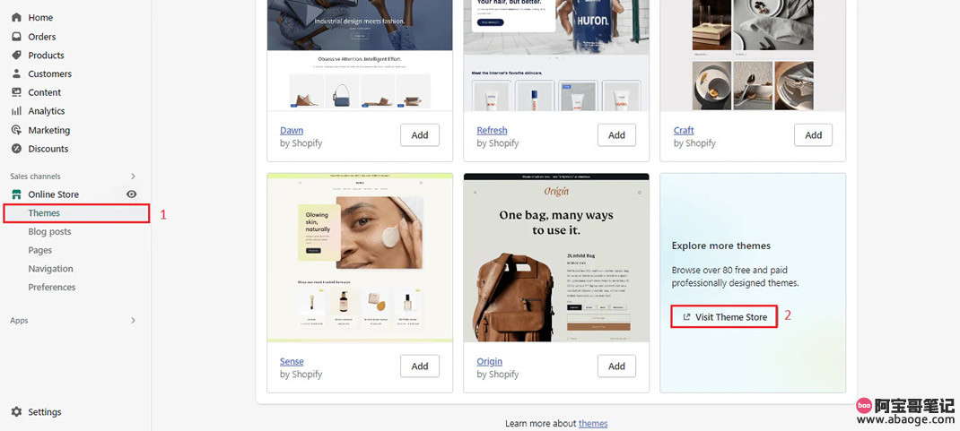 访问 Shopify 主题商店